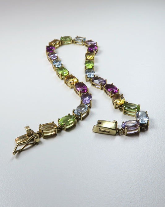9CT GOLD MULTI‑GEMSTONE BRACELET