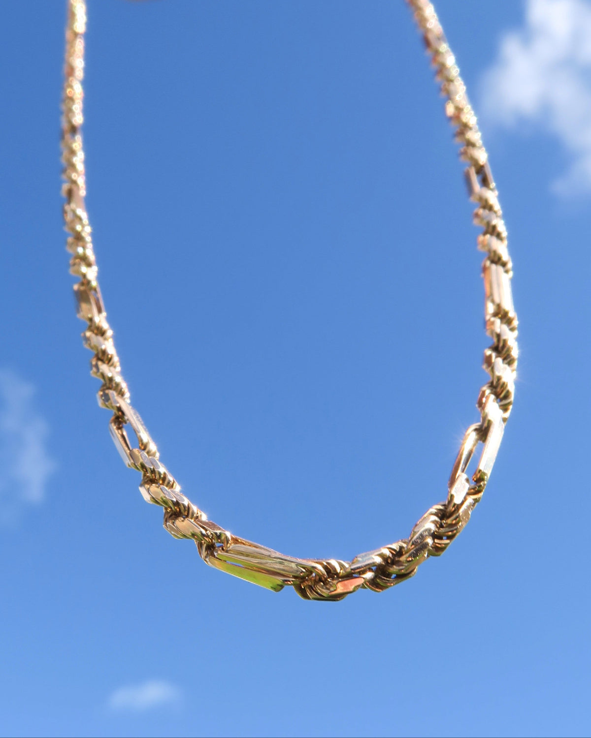 9CT GOLD VINTAGE ITALIAN FANCY BAR-BELCHER NECKLACE UNOAERRE ★1AR